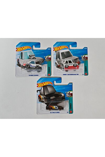 HOT WHEELS 3'lü Araba Seti - 3 Farklı Model - Tooned Serisi - Dodge / Volkswa...