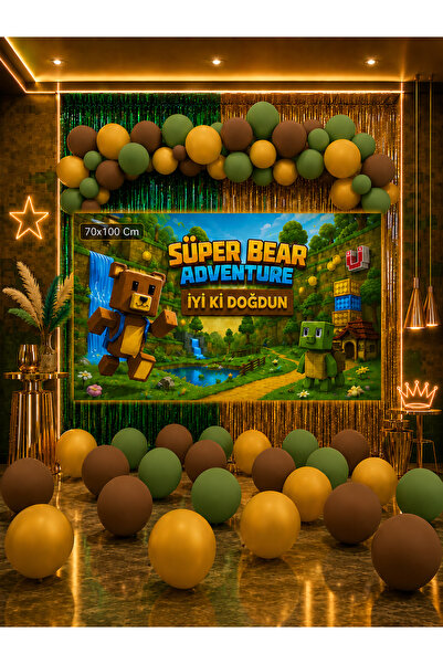 snowparty Super Bear Adventure Perdeli Doğum Günü Parti Malzemeleri Süsleri Seti