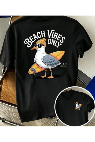 one button Premium Beach Vibes Only Printed Premium Oversize T-Shirt
