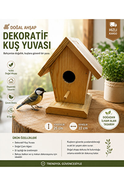 Kilikya Wood Dekoratif Ahşap Kuş Yuvası