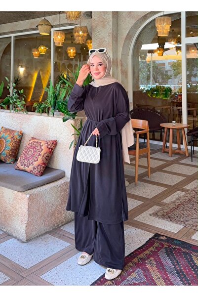 nurvina modest wear Μοντάλ Τούνικ με σχισμή και λεπτομέρειες, Παντελόνι με φα...