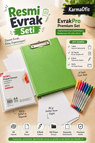 KarmaOfis Official Document Set |   Green A4 Secretary Kit + 50 Sheets of A4 ...