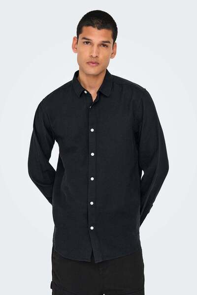 Only & Sons Onscaiden Ls Solid Linen Shirt Noos Erkek Gömlek