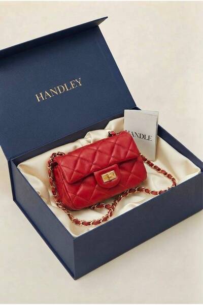 Handley Kadın Mini Kapitone Baskılı El Ve Omuz Çantası ( Ölçü Uzunluk 14 cm E...