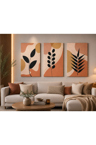 Lumcent 3 Parçalı Modern Soyut Mdf Tablo Minimalist Duvar Dekoru | Salon, Ofi...