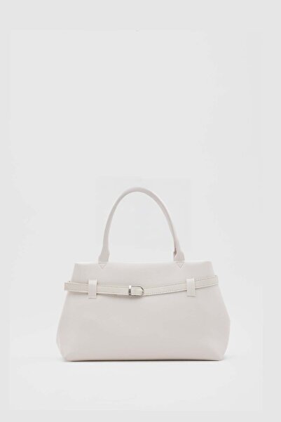 Shule Bags Детайлна чанта за рамо Amor Buckle, кремава