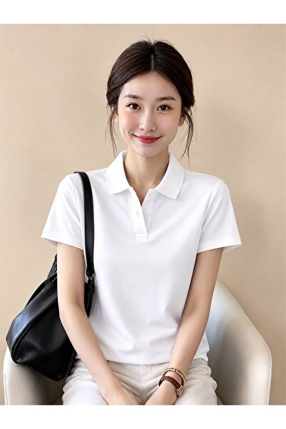 classy moda Women's Basic Fit Lycra Polo Neck T-Shirt