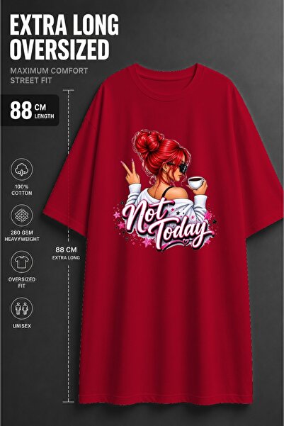 classy moda Women's Oversized Extra Long Not Today Printed Tunic T-Shirt