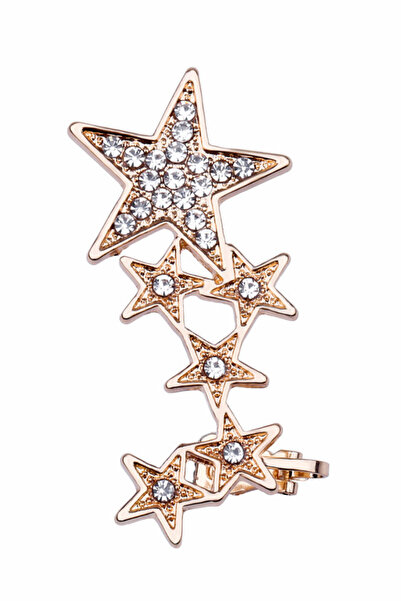 VeeShop Cercel ear cuff, sase stelute cu cristale, prindere cu ac si clips