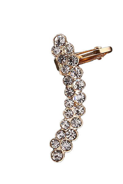 VeeShop Cercel ear cuff elegant, doua randuri arcuite cu cristale zig zag