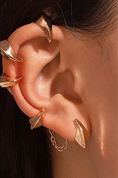VeeShop Cercel ear cuff wrap, gheare in jurul urechii si lantisor