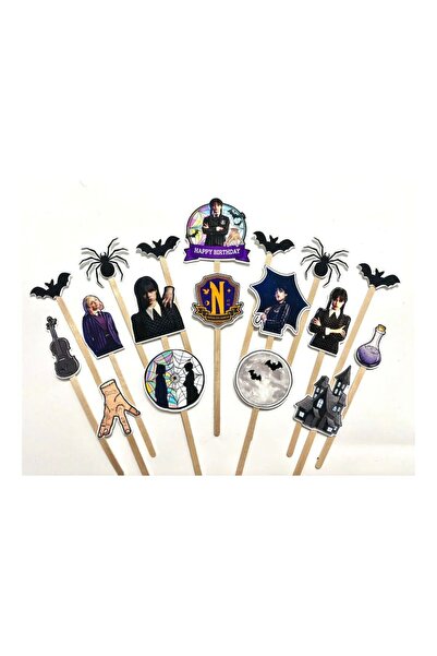 DecoParty Set de decoruri pentru tort – Tematică Wednesday, 12 piese, Carton,...