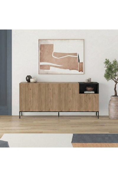 Decortie CAILIN KONSOL 180CM - (METAL SİYAH) SEPET - SİYAH WOOD - SİYAH BUTE