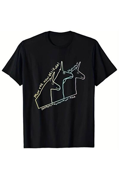 01THEONE Men's Llama & Vertical line art T-Shirt - Gradient color Bohemian Zo...