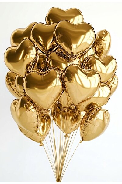 baloss fer 45 CM 18 İnç Gold Kalp Folyo Balon 1 Adet Doğum Günü Nişan Parti O...