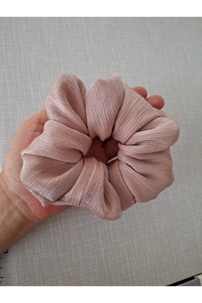 Mufincollection Shiny Textured Medium Size Fabric Hair Scrunchie – Voluminous and Stylish Design