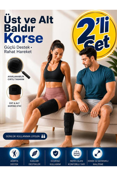 Ankaflex 2'li ALT ve ÜST Baldır Korse Neopren Bacak Baldır Sıkıştırma Bandı, ...