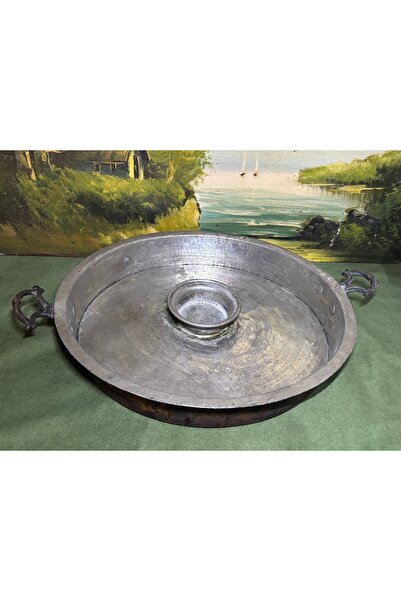 tayfuntufan Epey Havgarca Antique Copper Lid Pan Fish Pan 33 cm in Diameter 5...