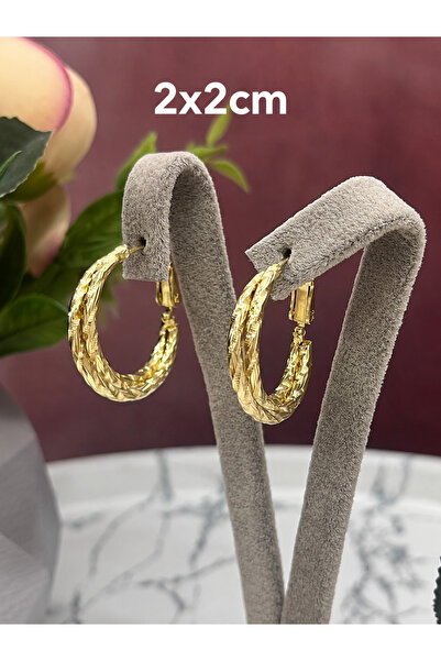 XUPING JEWELRY Women's Gold Color Steel Twisted Patterned 2-Piece Hoop Earrin...