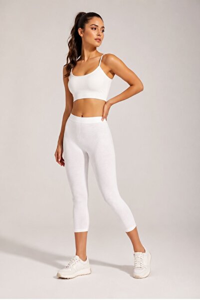 fevien Women's Cotton Capri Leggings, Stretchy High-Waisted, Below-Knee Short...