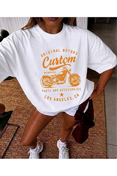LELVANİ Unisex Original Motors Custom Los Angeles Ca Front Printed T-Shirt