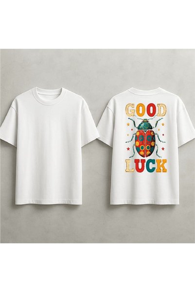 EFEVRA Good Luck Printed Oversized T-Shirt