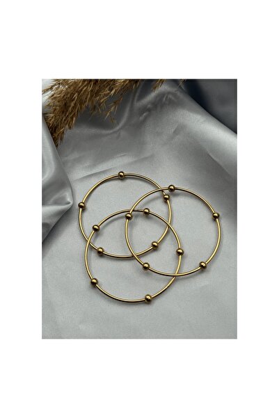Bozhi Gold Color Dorika Beaded Triple Bracelet Set Stylish Gift