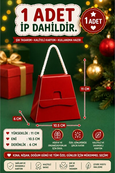 Emtory Home Beyaz İpli Hediye Bordo Çanta Paket - Saat, Şal, Kutusu - Dekorat...