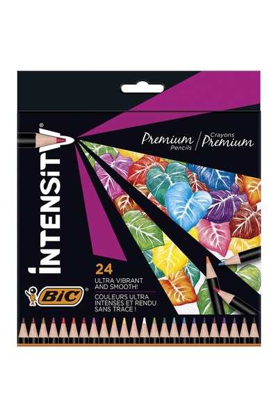 Bic Creioane colorate din lemn, mina ultra-rezistenta, 24 culori/set, Intensi...