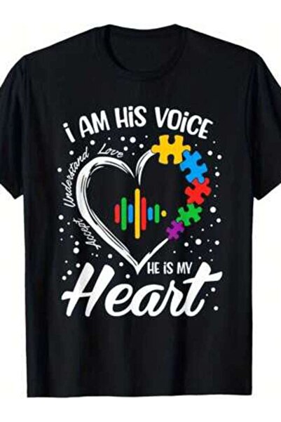 799 Autism Awareness Shirt I Am His Voice He Is My Heart Happy Mother's Day M...