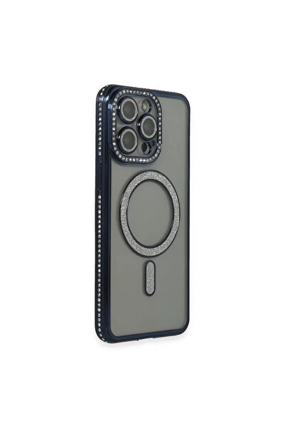 Mudanis Apple İphone 15 Pro Max Kılıf Joke Simli Magneticsafe Kılıf - Lacivert