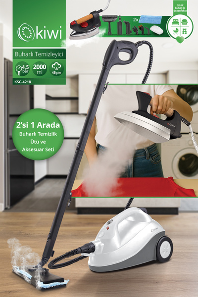Kiwi Kazanlı Ütüye Dönüşebilen Buharlı Temizleyici, Ksc 4218, 2000W / ml, 15 ...