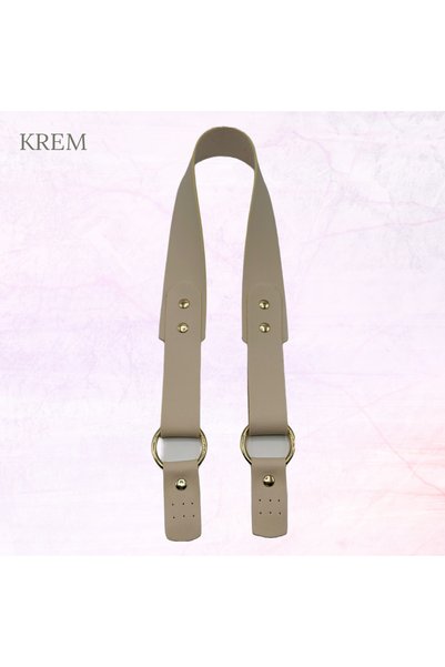 Oxford İplik Rivetli Bag Handle Faux Leather 74 cm Cream