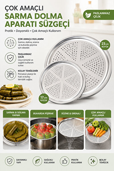 GÜZELYÜZ AVM 2 Adet Sarma Dolma Süzgeci Paslanmaz Pişirme Altlığı Yanmaz Yapı...