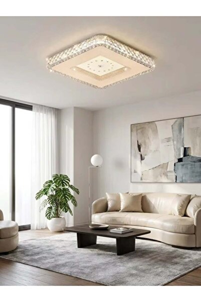Generic SageLiving Modern Luxury 72W Square Crystal LED Ceiling Light - 50x50...