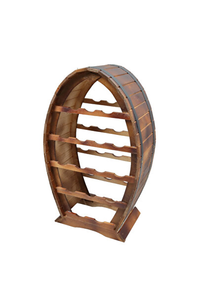 LimArt Suport Vin din Lemn Culoare Maro Rustic „Baril Majestic”, Capacitate 1...