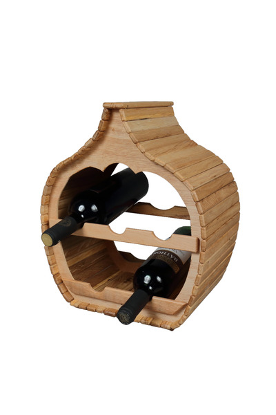 LimArt Suport Vin din Lemn „Casuta cu Vin”, Capacitate 5 Sticle, Design Rusti...