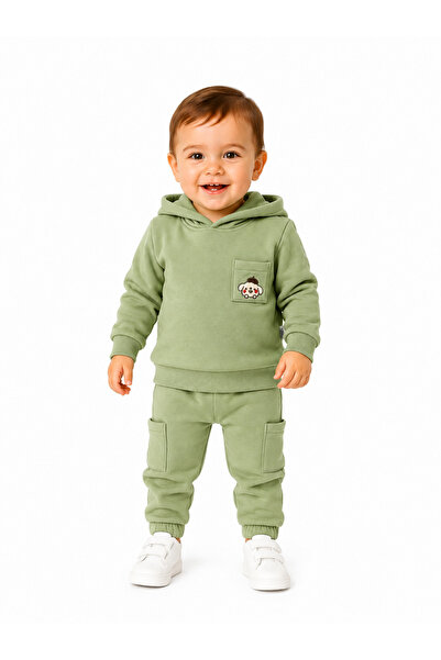 Chicsy Baby طقم بدلة رياضية للأطفال الأولاد بقلنسوة وجيوب، طقم شتوي من القطن ...