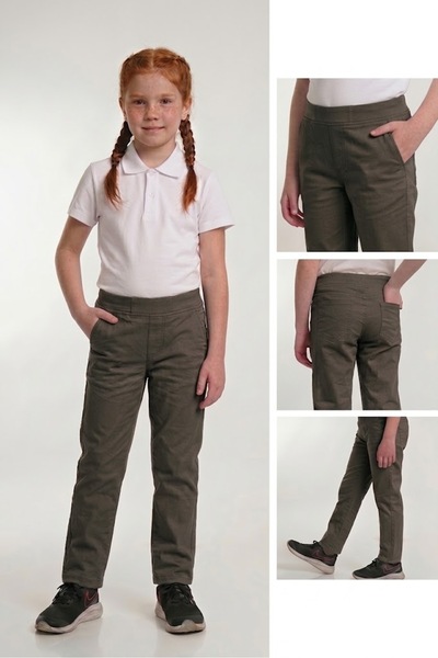 NACAR STORE Pantaloni de școală din pânză cu talie reiată pentru copii, unisex