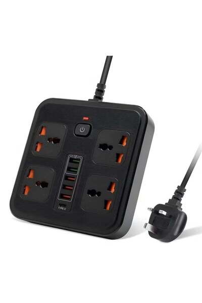 WECOMEN WECOM Universal Power Strip with 4 AC Outlets, 5 USB Ports, Type-C Po...