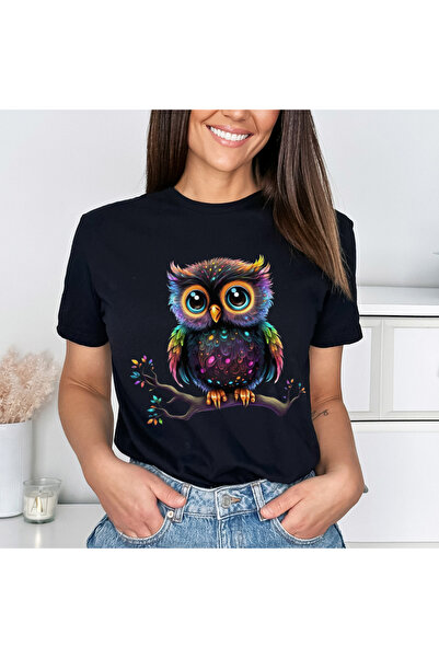 Orielle Tricou Negru cu Bufniță Luminoasă