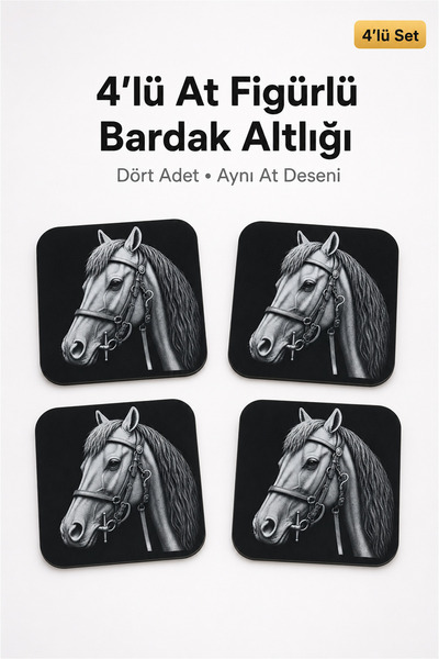 FLY LIFE Horse Figured Coasters - Set of 4 Non-Slip Table Protectors
