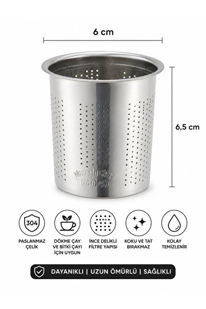 kumkumticaret Paslanmaz Çelik Çay Süzgeci 6,5 x 6 cm – Metal Demlik İçi Süzge...