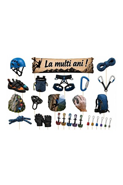 DecoParty Set de decorațiuni pentru tort – Tematică de alpinism, 17 piese, Ca...