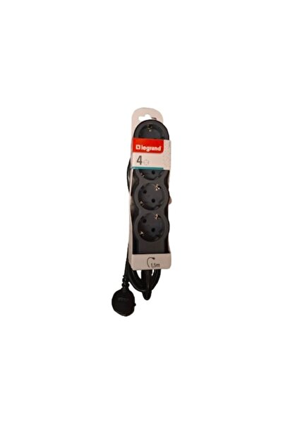 Legrand Prelungitor, 4 prize, cablu 3x1.5mm, lungime cablu 1.5 m, Negru/Gri