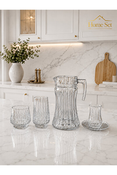 HOME SET 49 Han Parça Kesme Kristal Cam Sunum Seti | 12 Su Bardağı + 12 Kadeh...