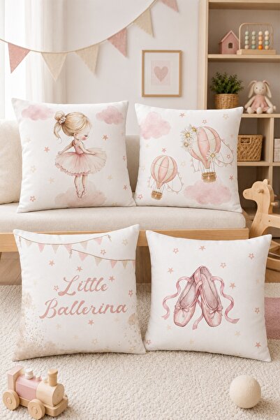 EVPANYA Small Ballerina Patterned 4-Piece Kids and Baby Pillowcase Set