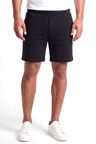 Emporio Armani Men's Regular Fit Elastic Waist Cotton Black Shorts
