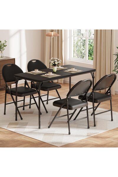 Garvee Folding Table(no chair), Protable Foldable Card Table, Metal Legs Supp...