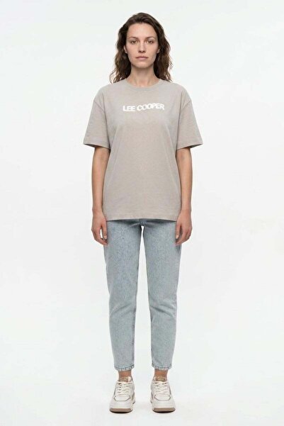 Lee Cooper ΝΕΟ Γυναικείο μπλουζάκι με στάμπα Oversize Crew Neck Stone